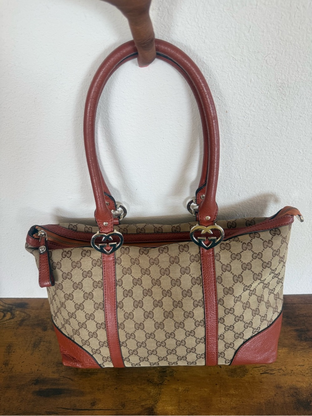 Gucci GG Canvas Leather Lovely Tote Bag